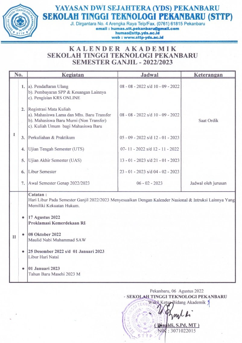 Pengumuman Tahun Ajaran Baru Ganjil 2022/2023